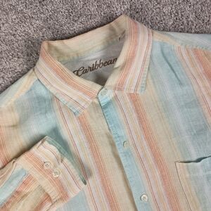 Caribbean Linen XL Colorful Mens Button Down Long Sleeve Shirt
